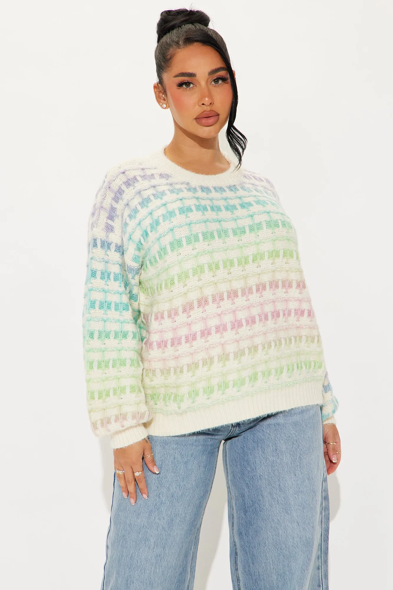 Rainbow Road Sweater - Multi Color sold by Fashion Nova