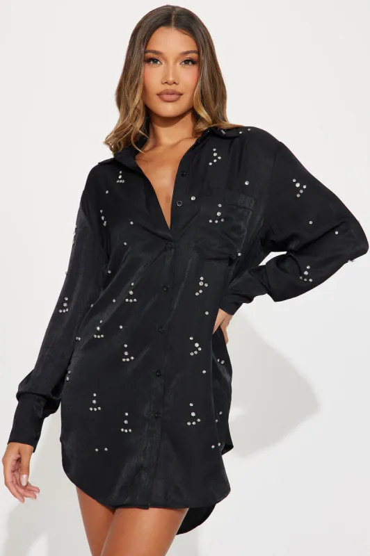 Moonlit Cascade Mini Dress - Black sold by Fashion Nova