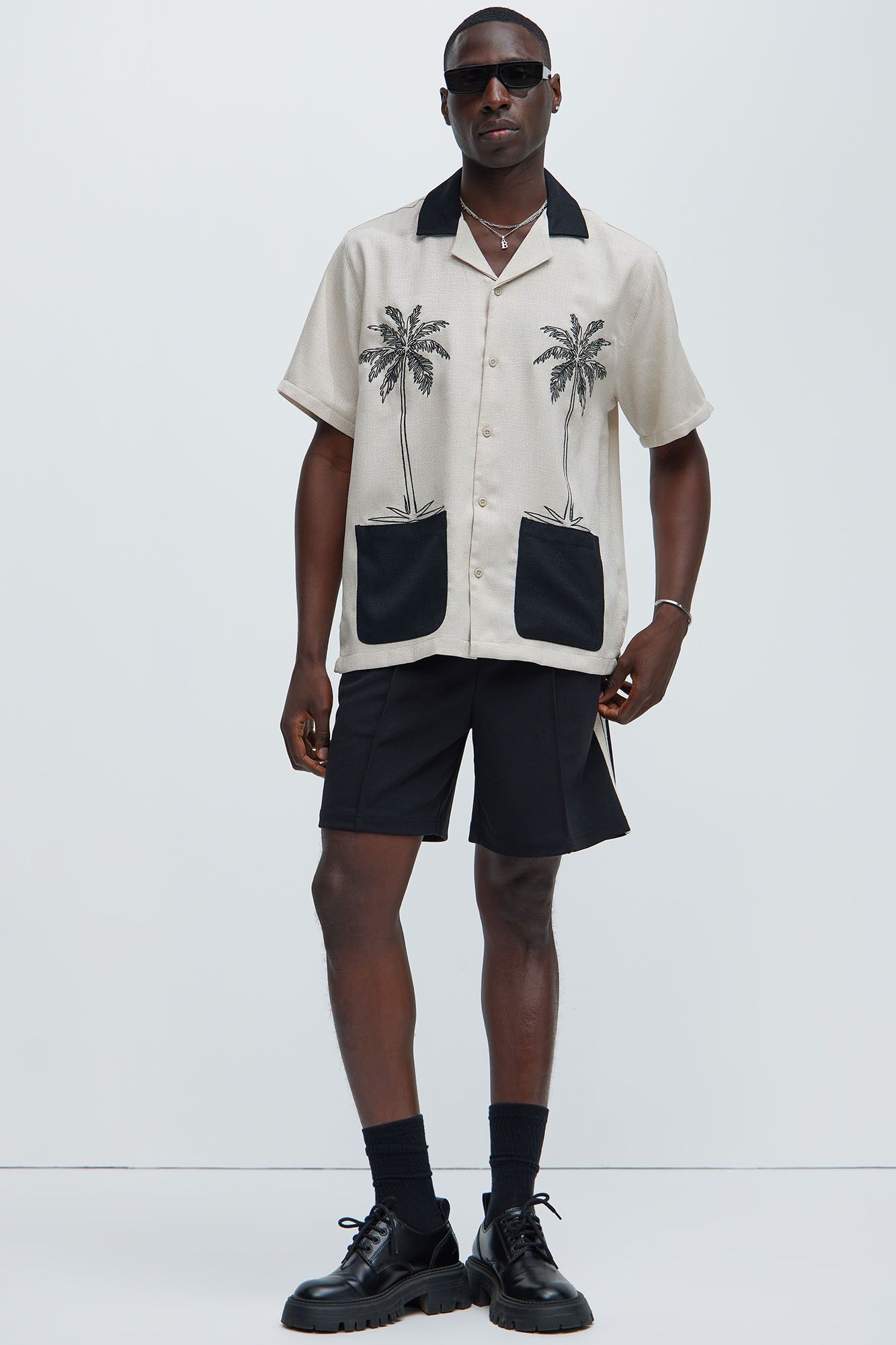 Palm Tree Embroidered Shirt - Stone/Combo sold by Fashion Nova product image thumbnail 2