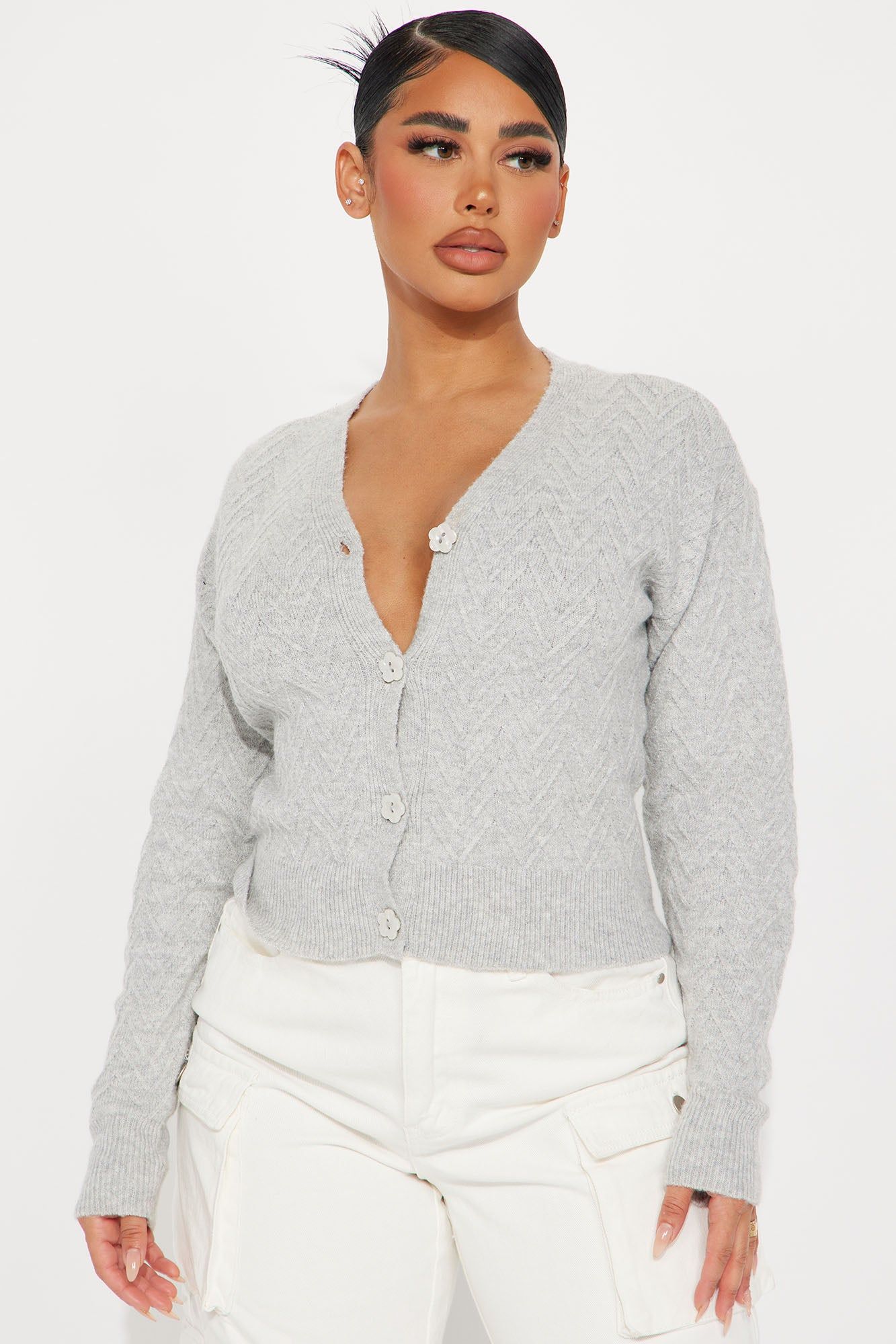Caley Cardigan - Heather Grey sold by Fashion Nova