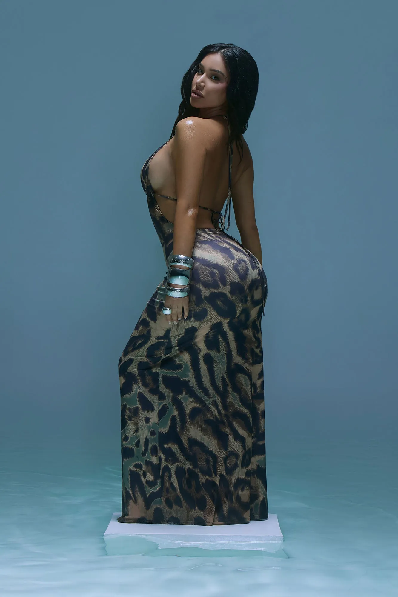 Tulum Nights Leopard Maxi Dress - Brown Combo sold by Fashion Nova product image thumbnail 3