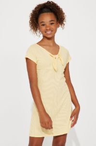 Mini Buttercup Ribbed Knit Dress - Yellow sold by Fashion Nova