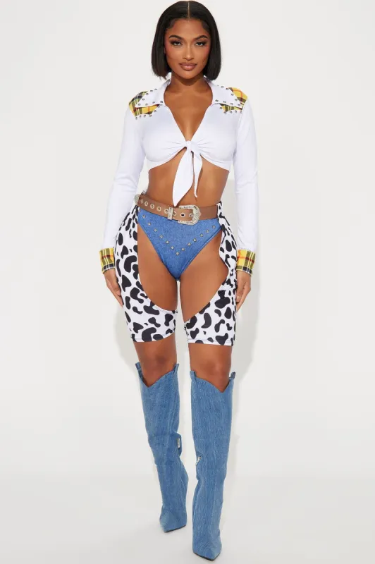 Favorite Deputy Cowgirl 4 Piece Costume Set - White/combo sold by Fashion Nova