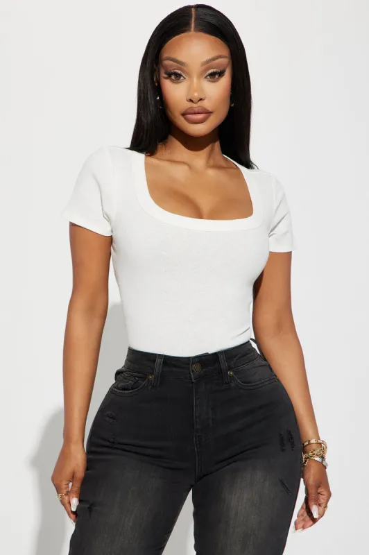 Kourtney Ribbed Baby Tee - Ivory sold by Fashion Nova