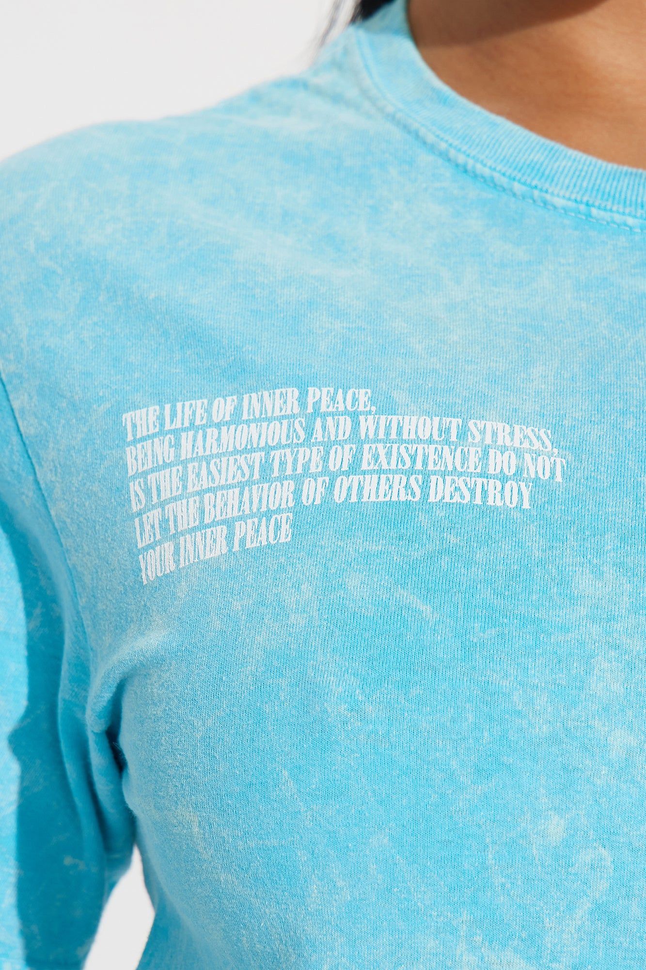 Peace Over Drama Washed Graphic Tee - Turquoise sold by Fashion Nova product image thumbnail 3