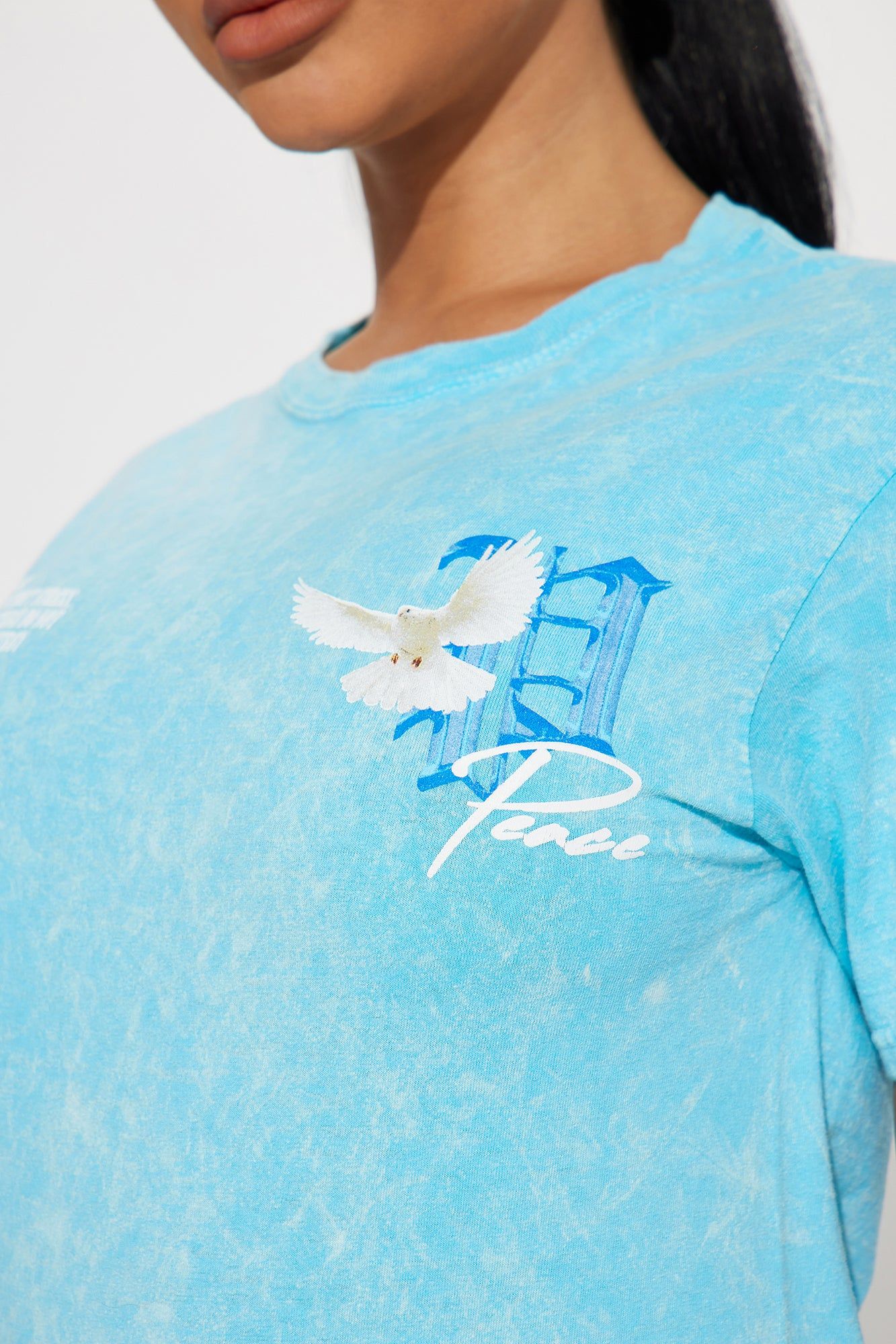 Peace Over Drama Washed Graphic Tee - Turquoise sold by Fashion Nova product image thumbnail 4