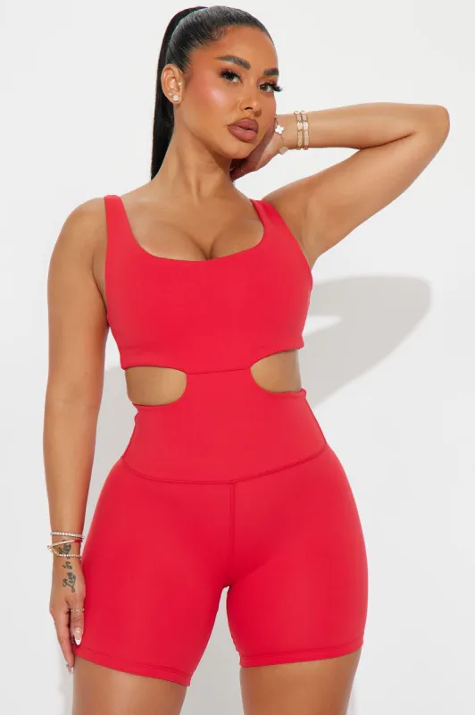 Rotation Super Soft Active Romper - Red sold by Fashion Nova