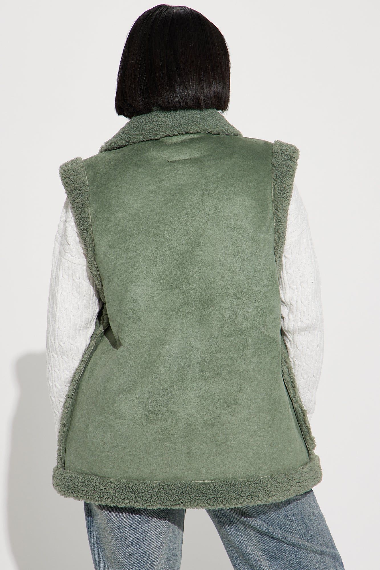 Warm To Touch Sherpa Vest - Sage sold by Fashion Nova product image thumbnail 3