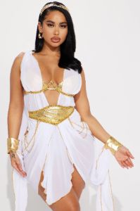 Glamorous Goddess 3 Piece Costume Set - White/Gold sold by Fashion Nova