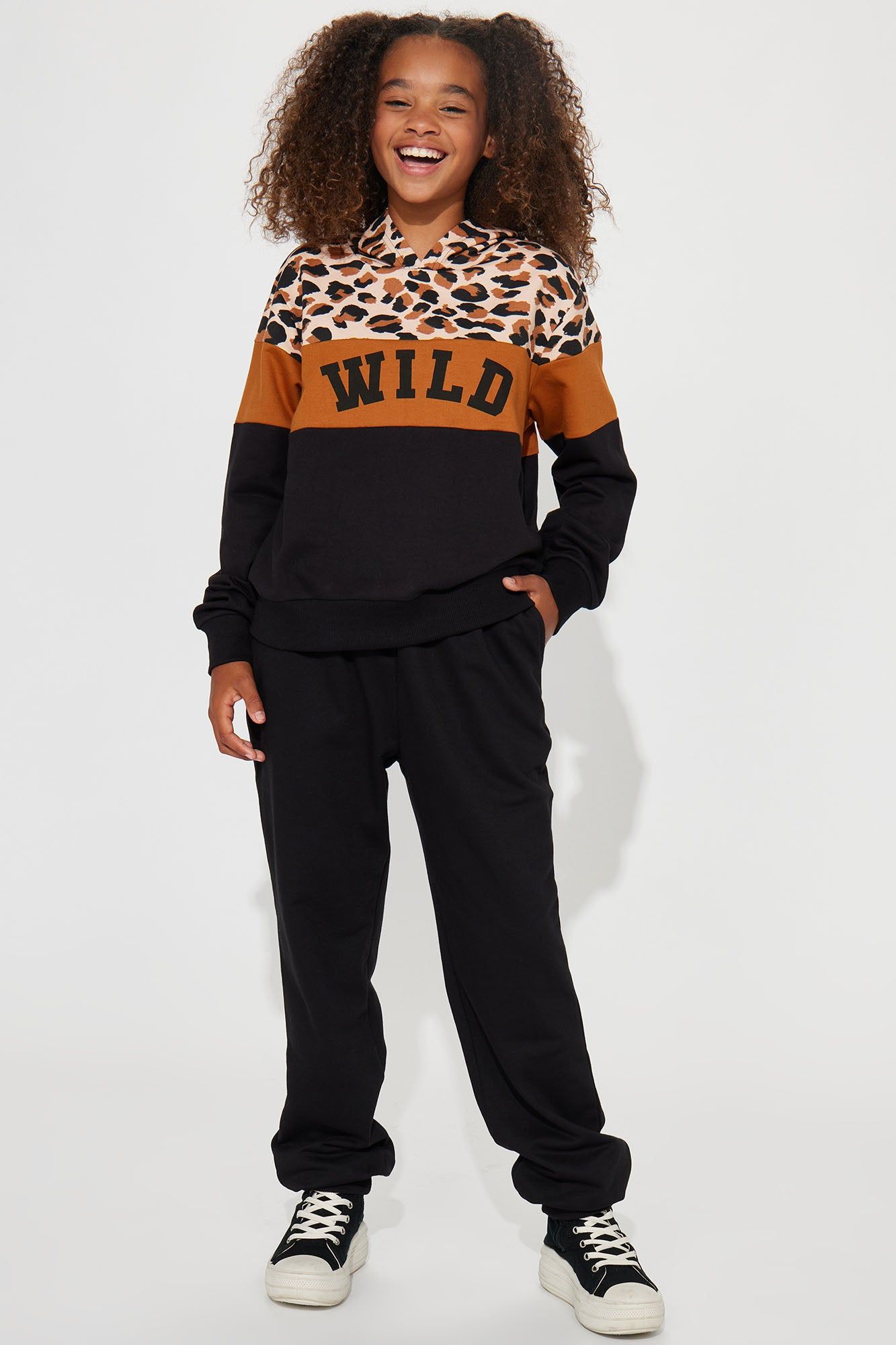 Mini Wild French Terry Jogger Set - Black/combo sold by Fashion Nova