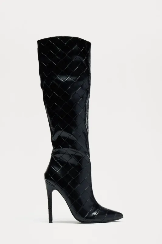 Can't Handle Me Knee High Boots - Black sold by Fashion Nova