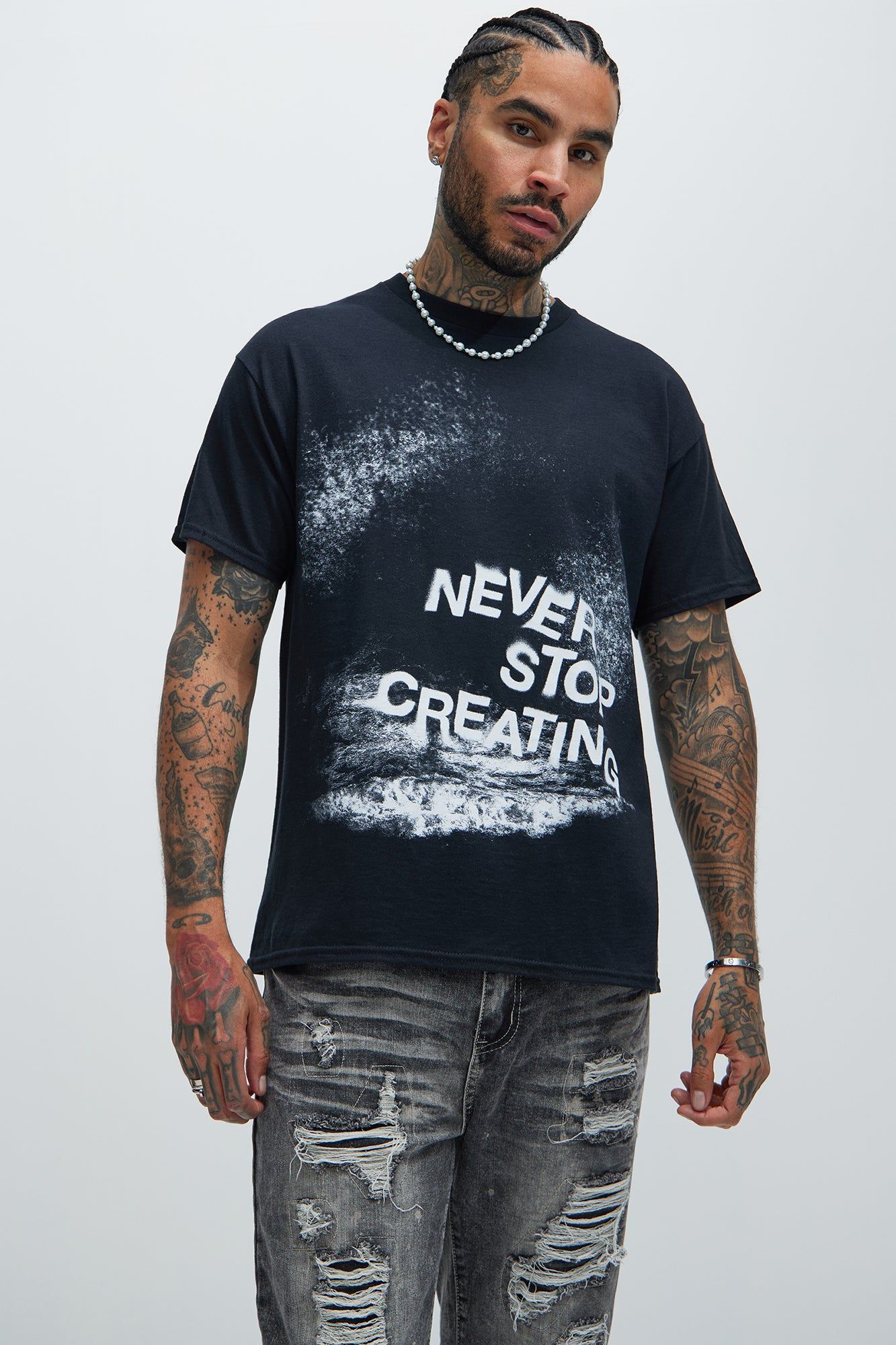 Never Stop Creating Short Sleeve Tee - Black sold by Fashion Nova