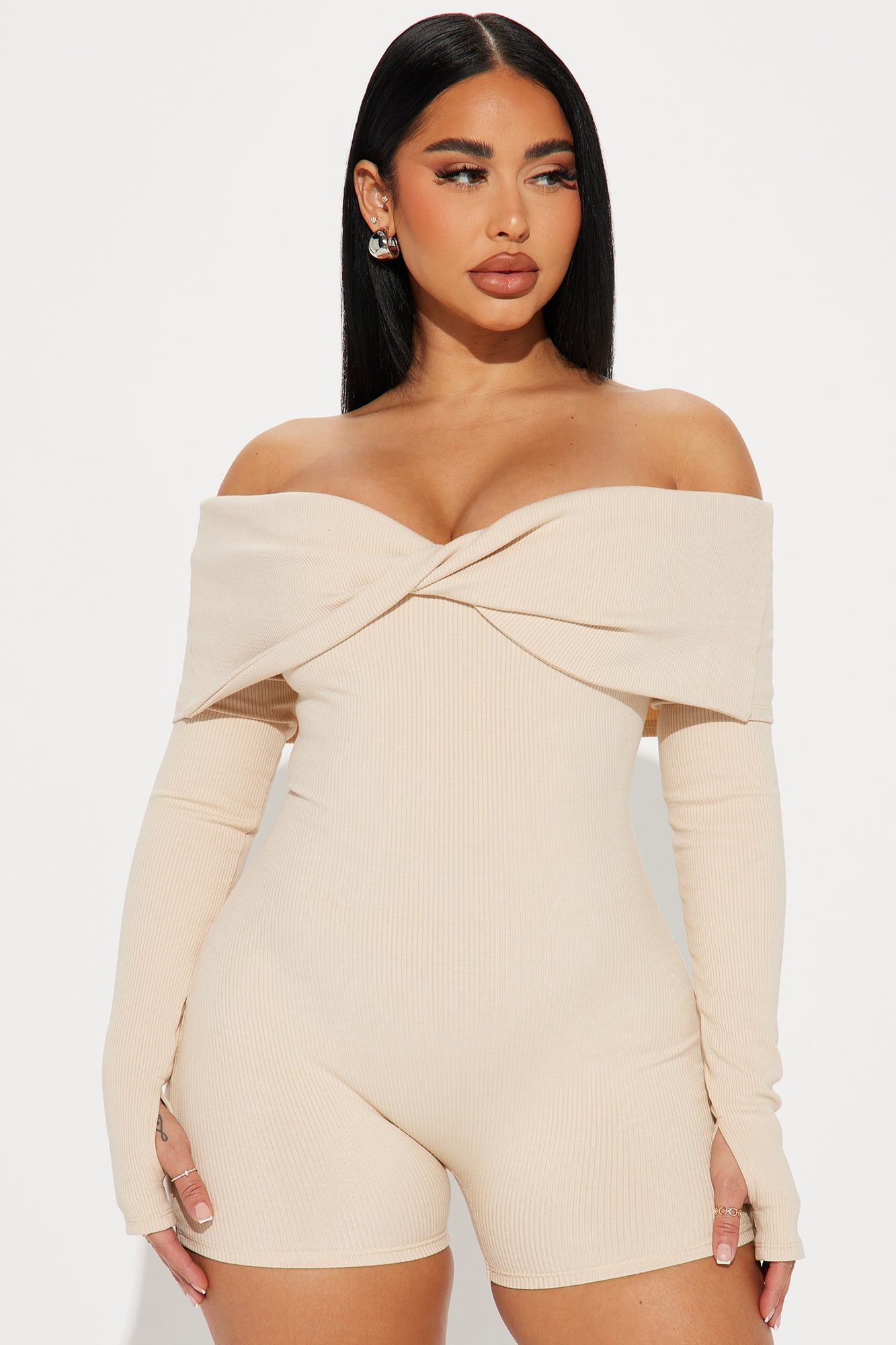 Nadia Snatched Romper - Cream sold by Fashion Nova product image thumbnail 2