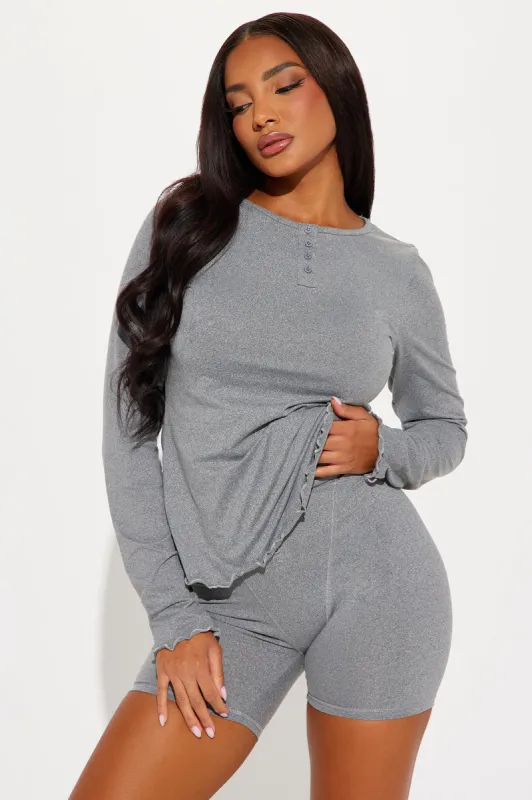 Between Us PJ Boxer Short Set - Heather Grey sold by Fashion Nova