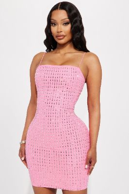 Katie Embellished Mini Dress - Pink sold by Fashion Nova