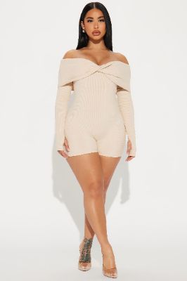 Nadia Snatched Romper - Cream sold by Fashion Nova