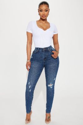True Motive Ripped Stretch Skinny Jeans - Dark Wash sold by Fashion Nova