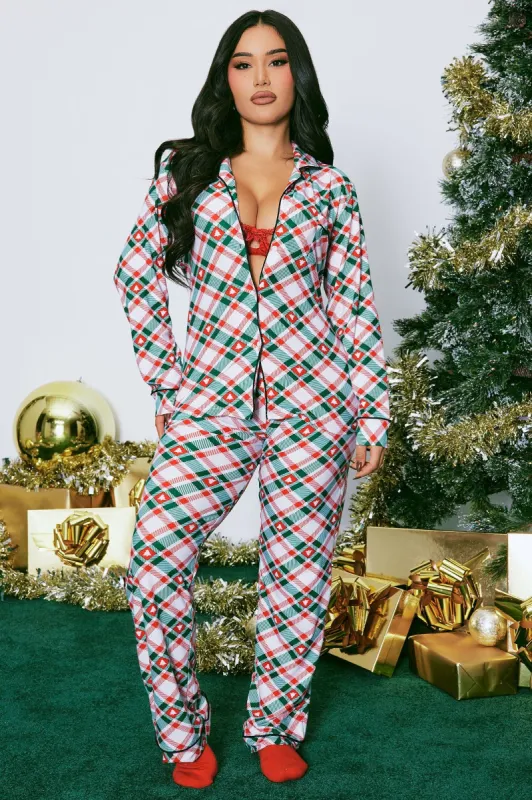 Deck The Halls PJ Pant Set - Red/combo sold by Fashion Nova