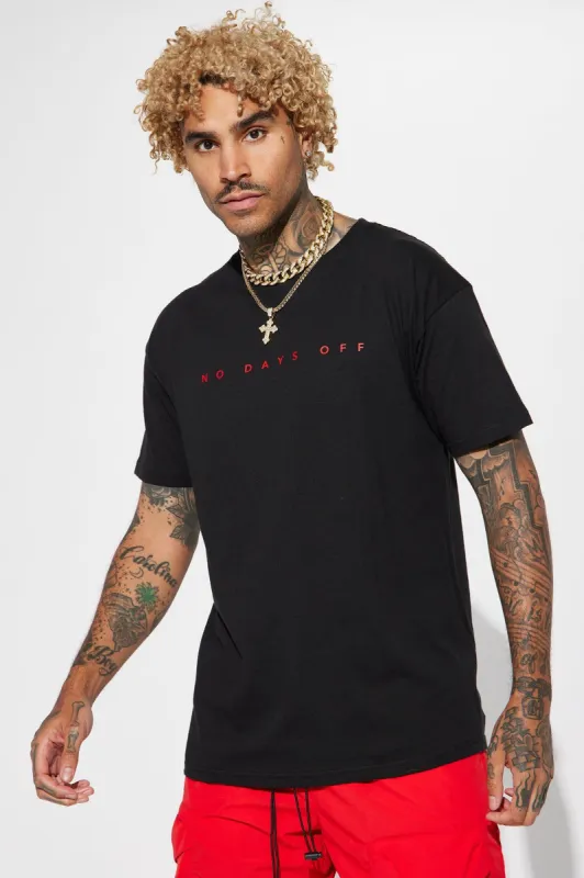 No Days Off Routine Short Sleeve Tee - Black sold by Fashion Nova
