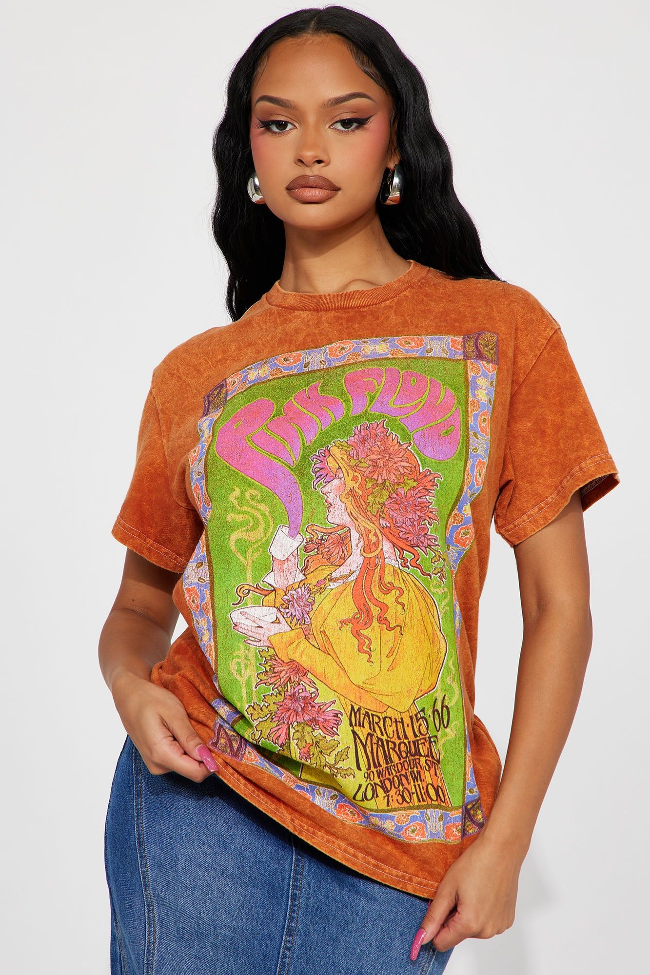 Pink Floyd 1966 Washed Tshirt - Rust sold by Fashion Nova