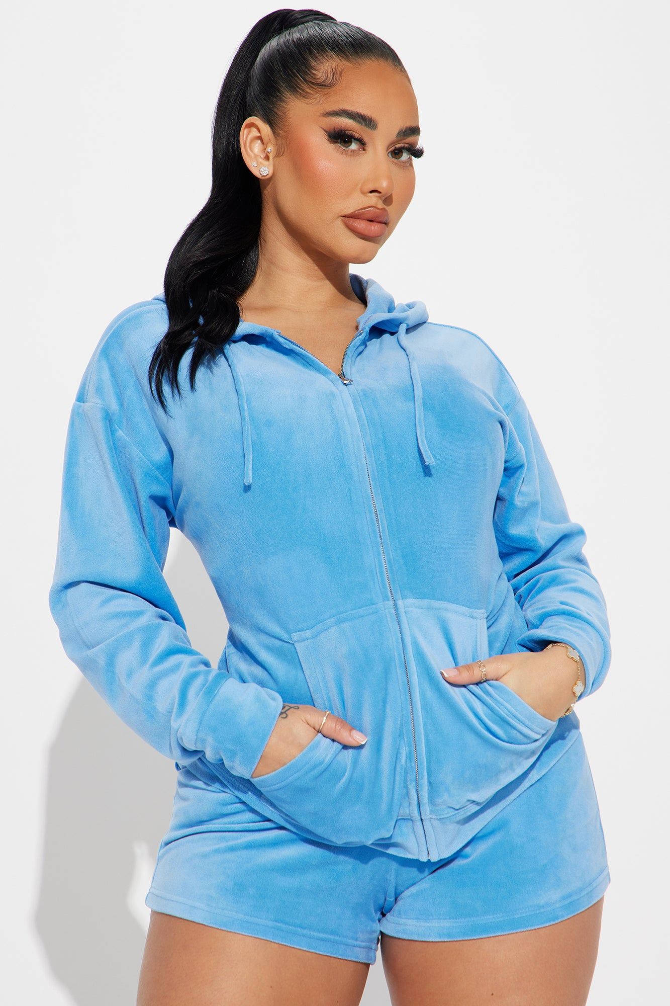 Little Miss Comfy Velour Short Set - Blue sold by Fashion Nova product image thumbnail 2