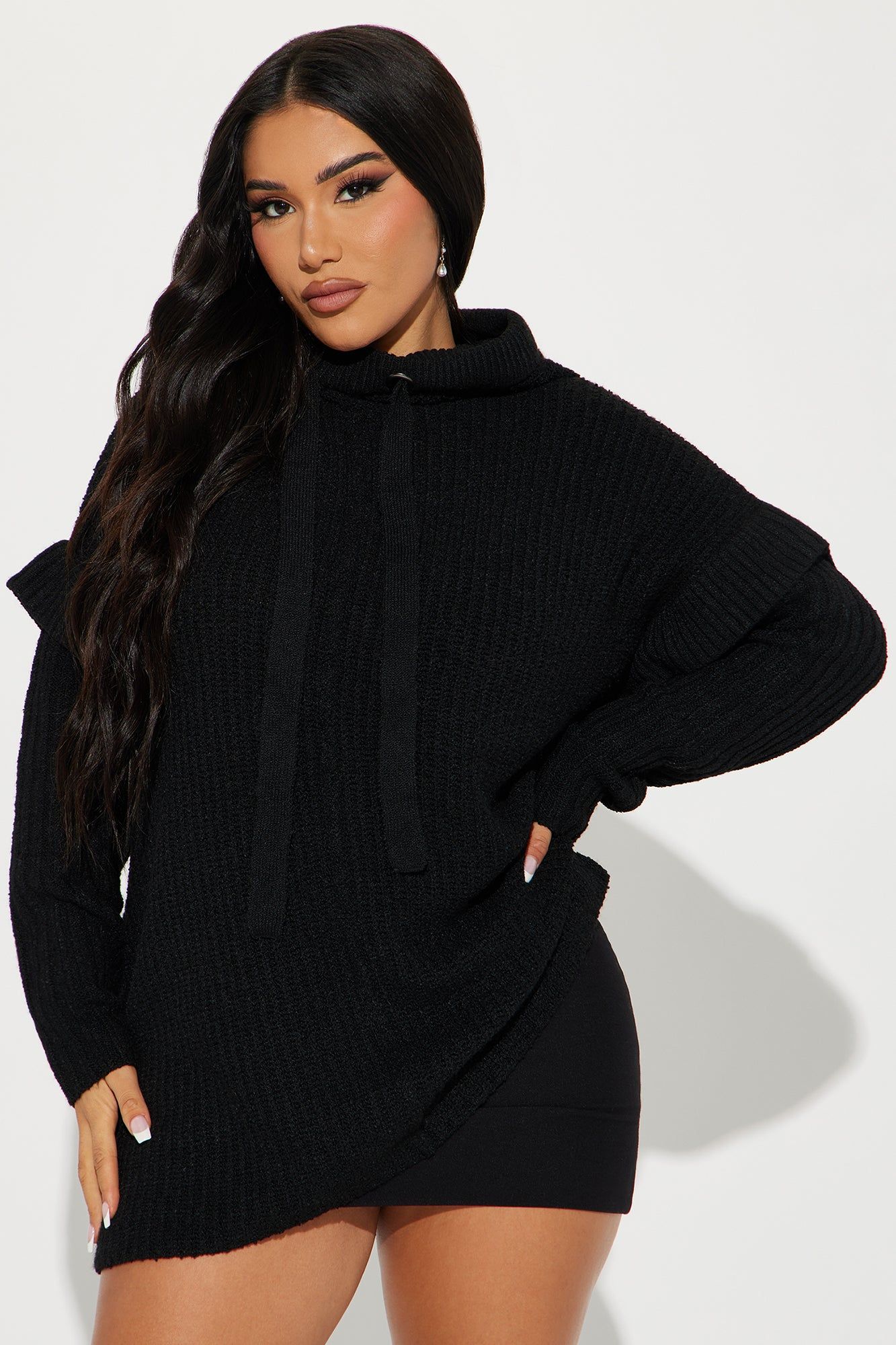 Comfy and Chill Sweater - Black sold by Fashion Nova