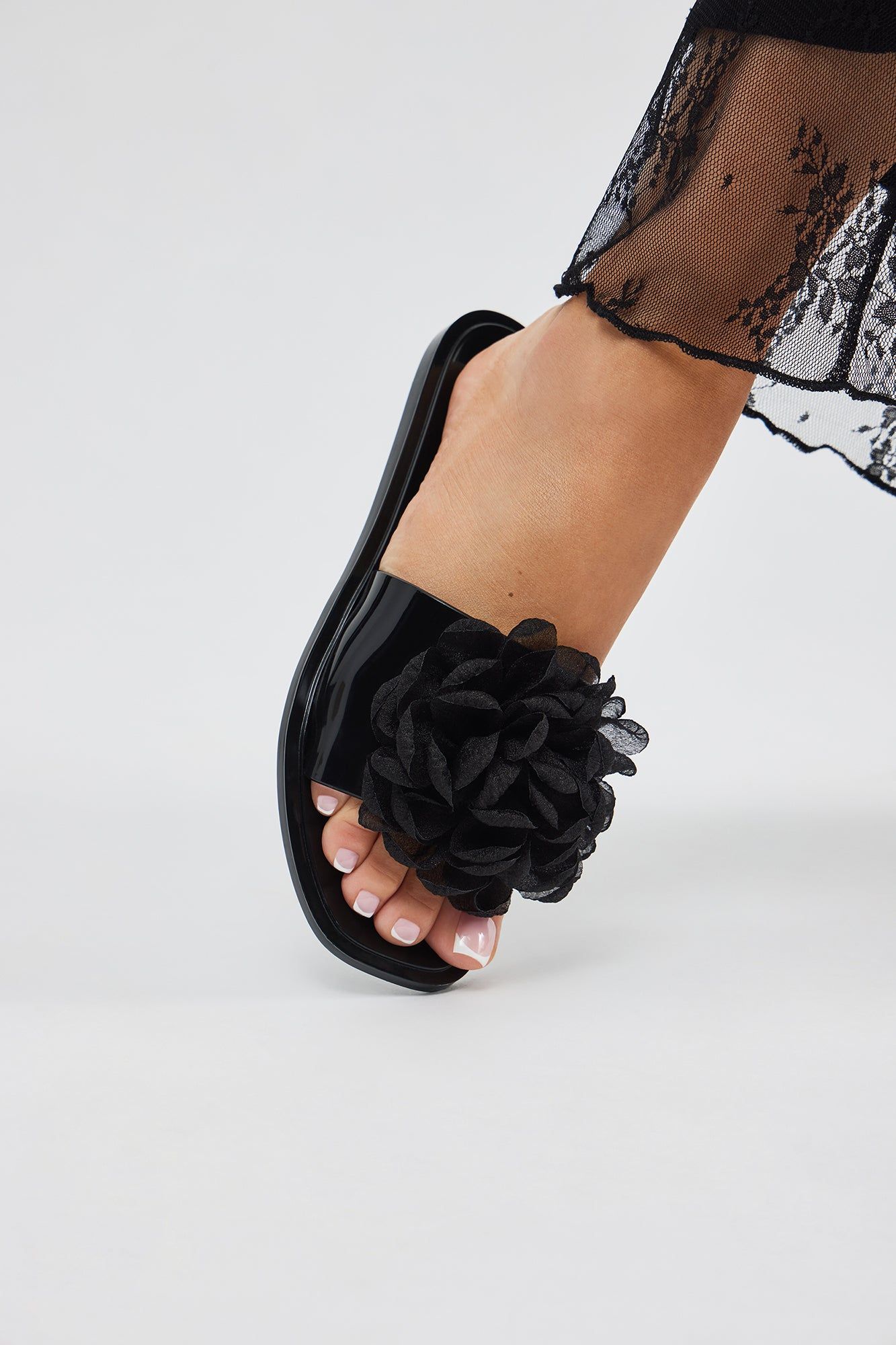 Pretty Lovely Floral Sandals - Black sold by Fashion Nova