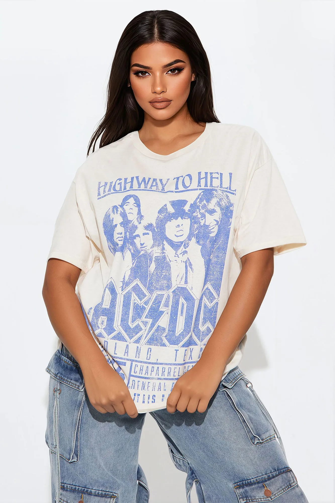 ACDC Highway To Hell Tour Tee - Cream sold by Fashion Nova