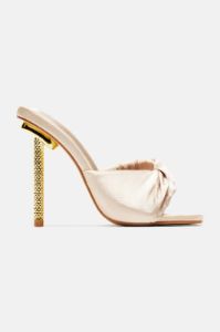 Quin Satin Stiletto Mules - Off White sold by Fashion Nova
