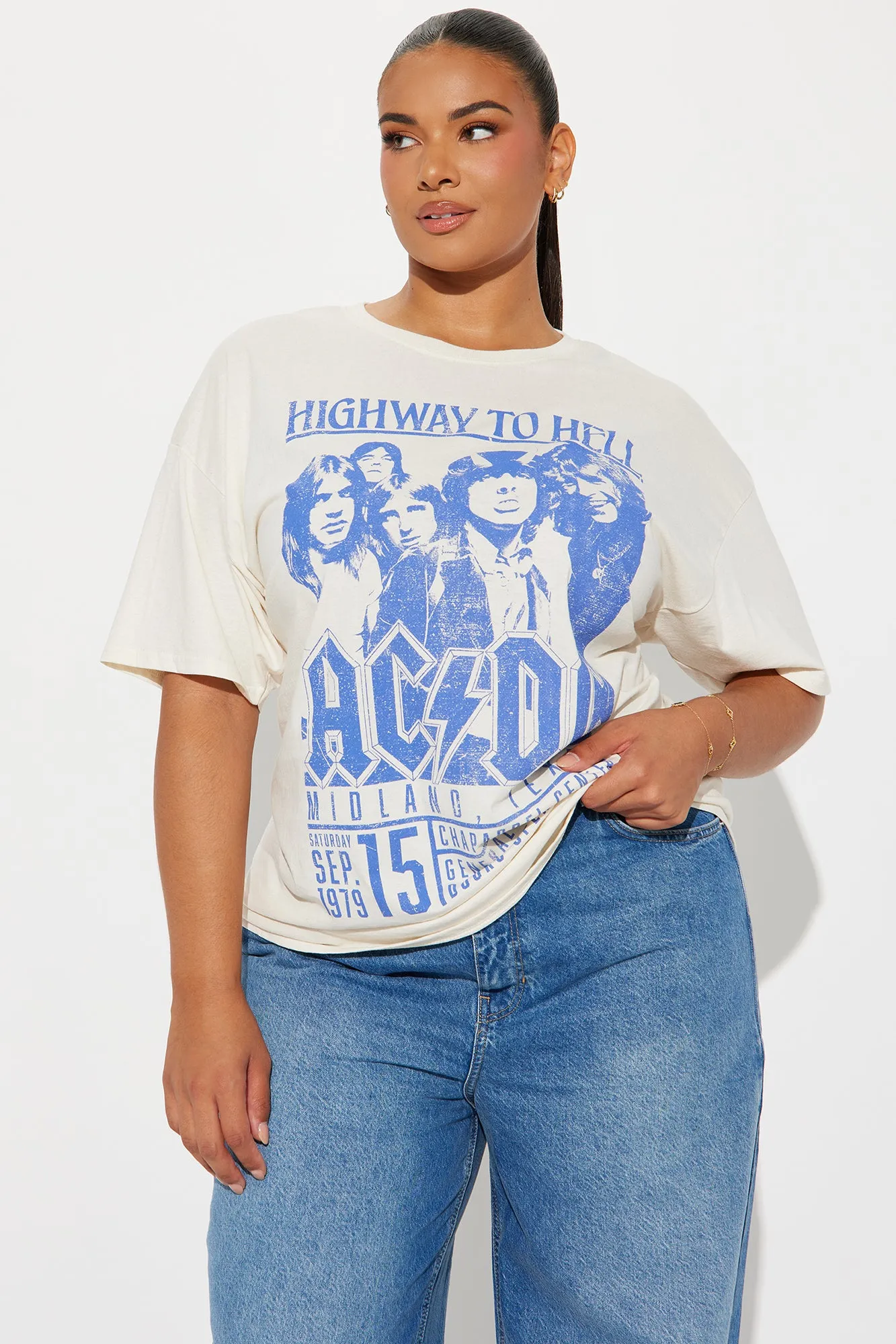 ACDC Highway To Hell Tour Tee - Cream sold by Fashion Nova product image thumbnail 3