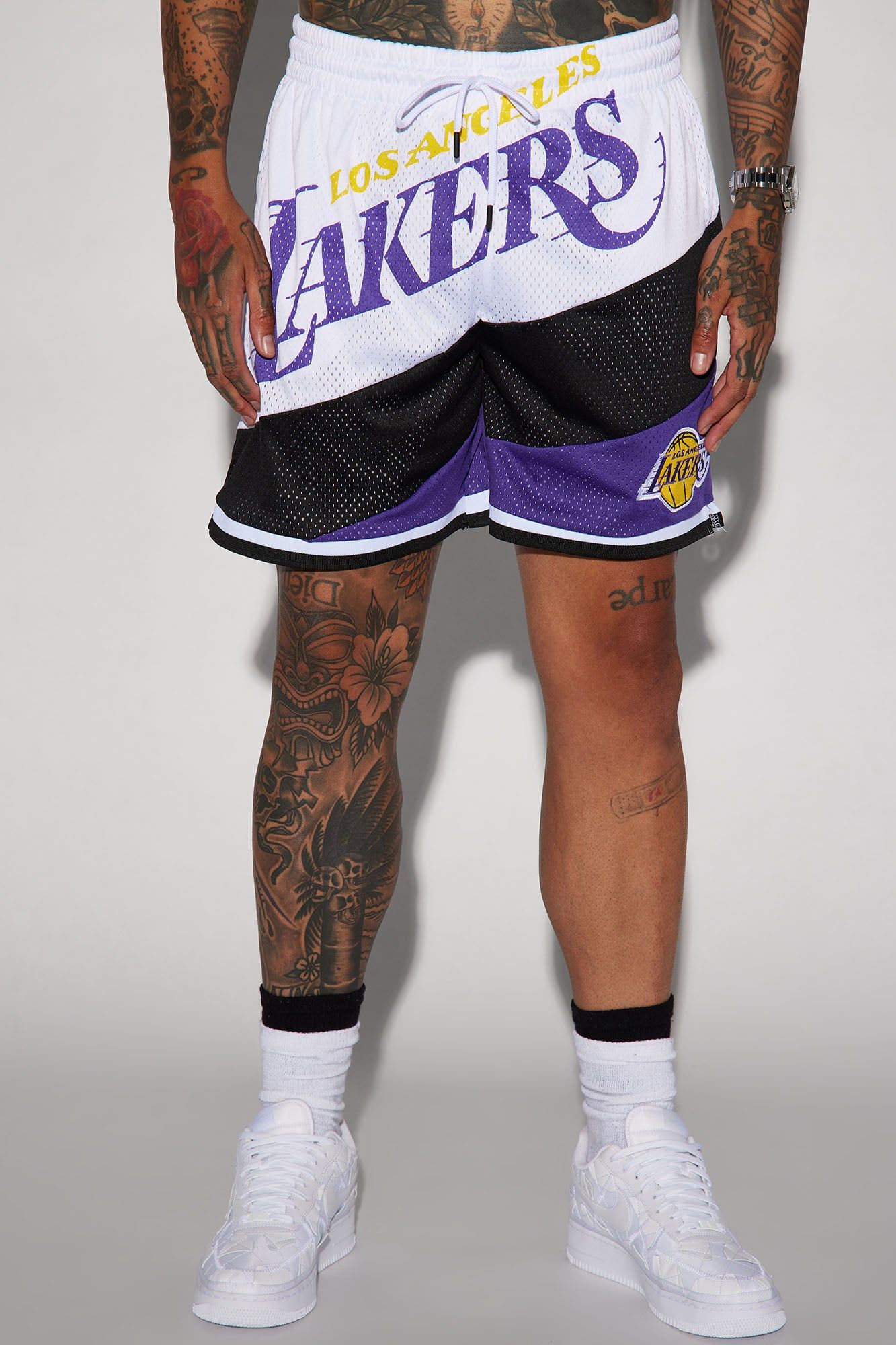 Lakers On The Bias Mesh Shorts - Purple/combo sold by Fashion Nova product image thumbnail 4