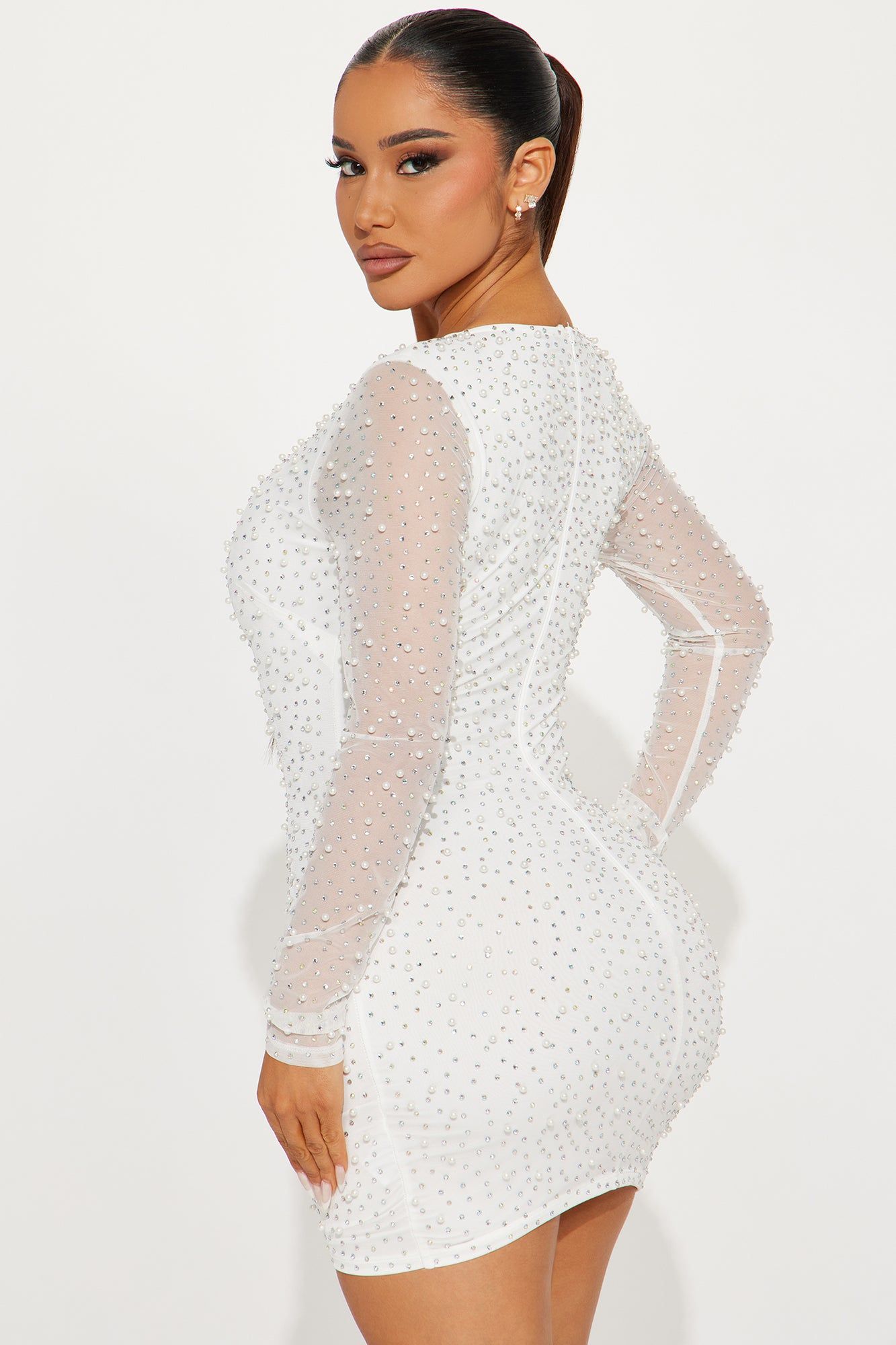 Yours Truly Embellished Mini Dress - White sold by Fashion Nova product image thumbnail 3
