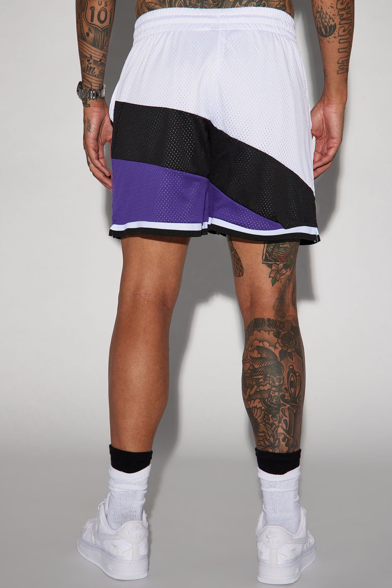 Lakers On The Bias Mesh Shorts - Purple/combo sold by Fashion Nova product image thumbnail 5