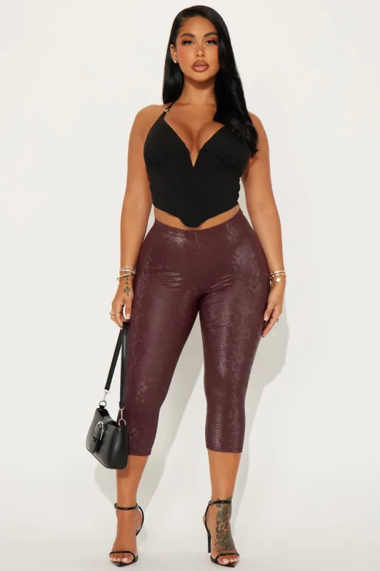Make A Move Python Capri Legging - Wine sold by Fashion Nova
