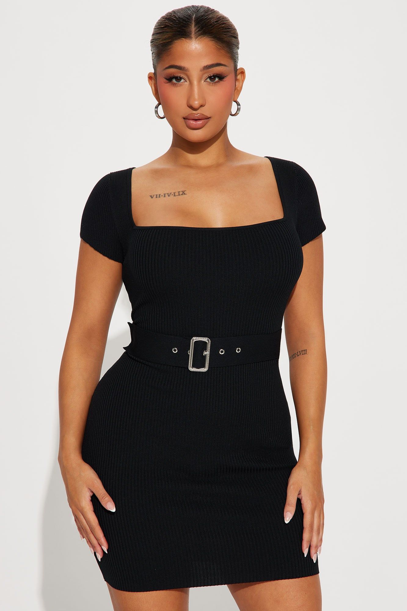 Kennedy Knit Mini Dress - Black sold by Fashion Nova