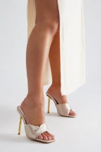 Quin Satin Stiletto Mules - Off White sold by Fashion Nova