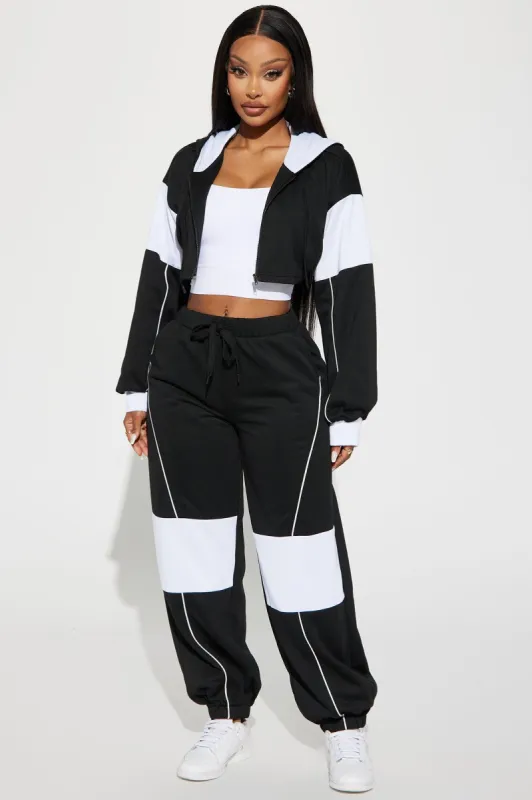 Sofia Color Block Lounge Jogger - Black/combo sold by Fashion Nova
