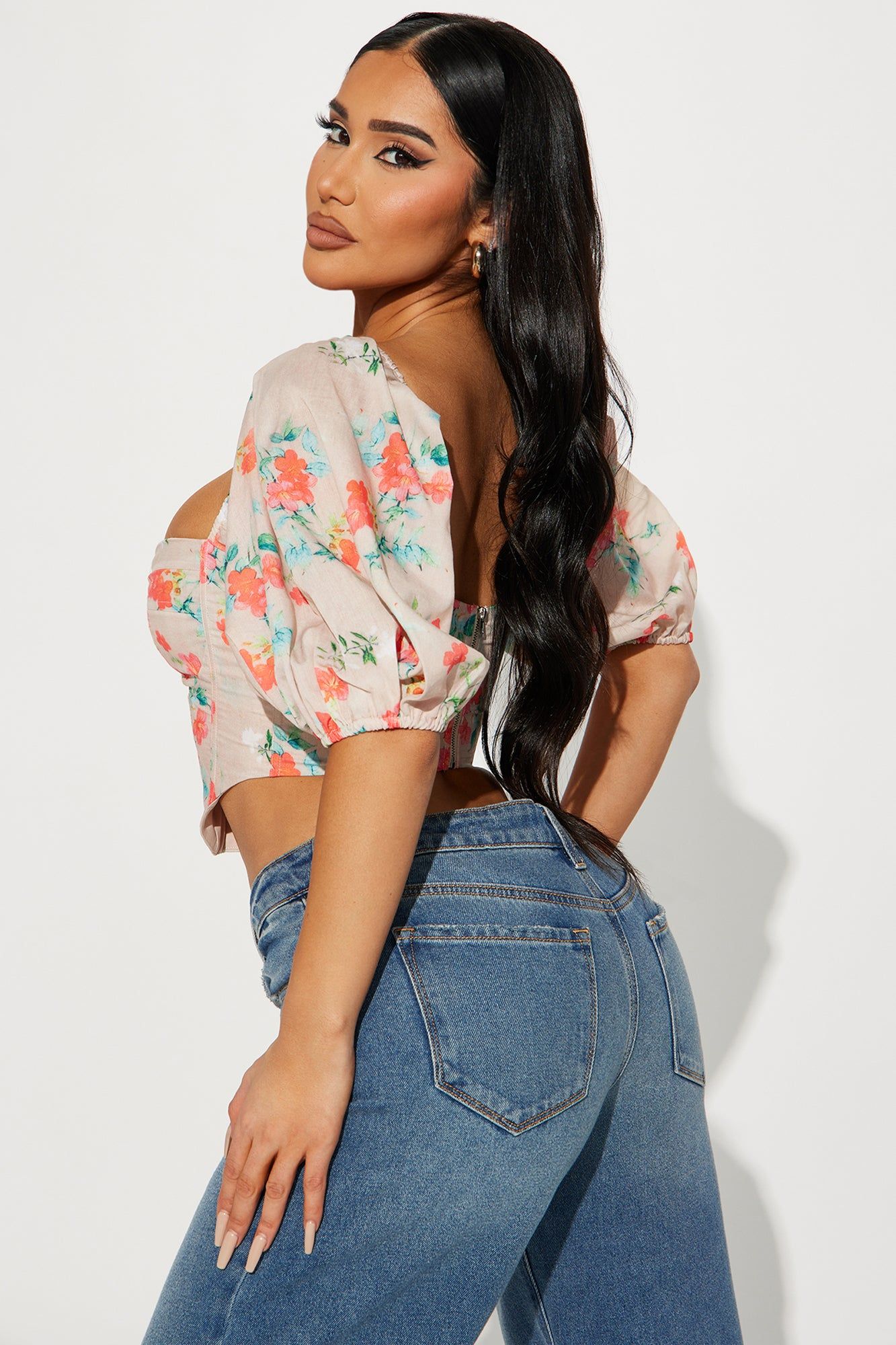 Flower Season Floral Corset Top - Taupe/combo sold by Fashion Nova product image thumbnail 3
