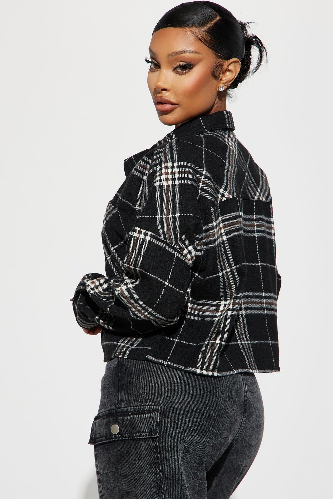 Emory Cropped Plaid Shirt - Black/combo sold by Fashion Nova product image thumbnail 3