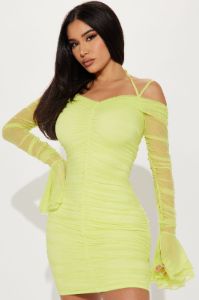 Jocie Mesh Mini Dress - Lime sold by Fashion Nova