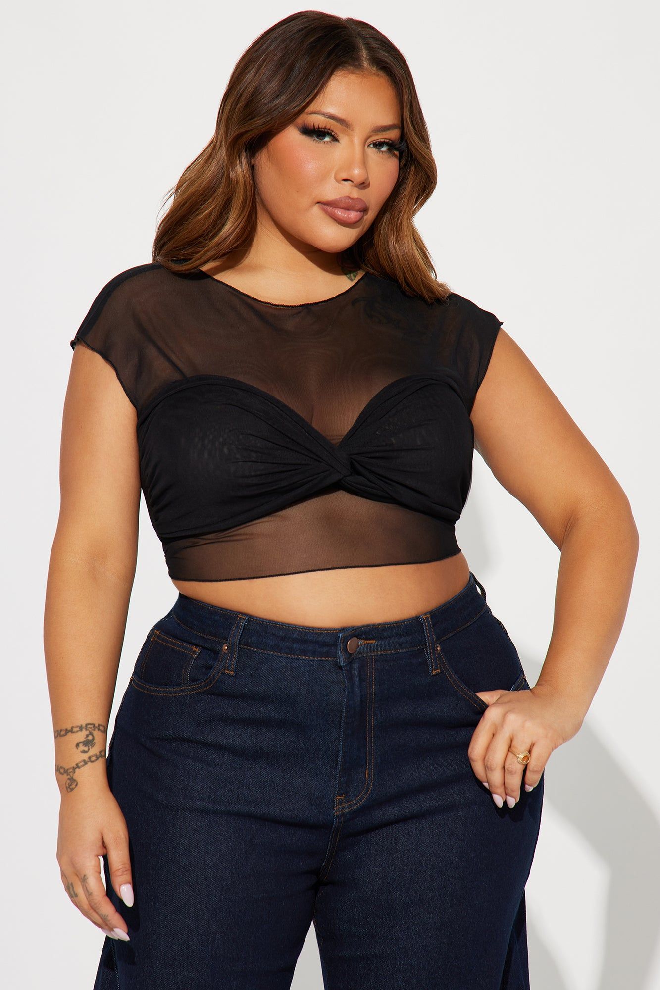 Natalie Mesh Top - Black sold by Fashion Nova product image thumbnail 4