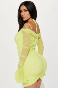 Jocie Mesh Mini Dress - Lime sold by Fashion Nova