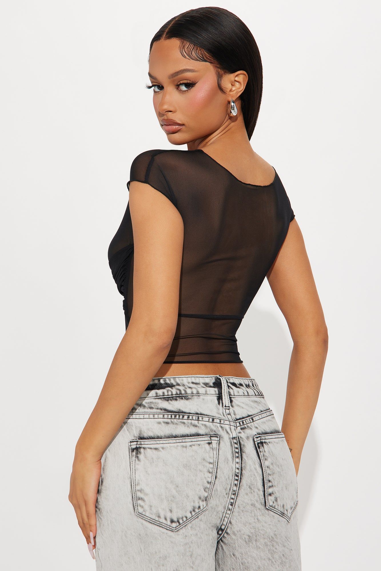 Natalie Mesh Top - Black sold by Fashion Nova product image thumbnail 3