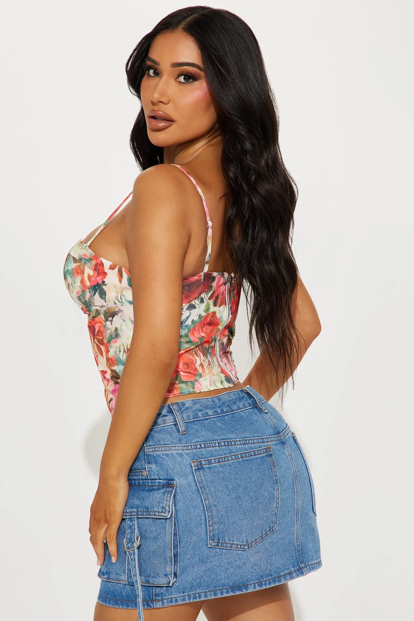 Floral Garden Cami Top - Red/combo sold by Fashion Nova product image thumbnail 3