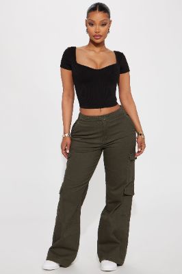 Natalia Wide Leg Cargo Pant - Olive sold by Fashion Nova