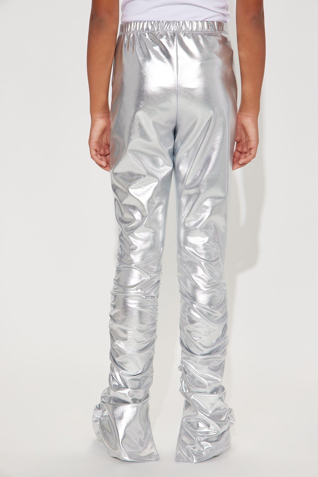 Mini Rock The Night Faux Leather Stacked Pant - Silver sold by Fashion Nova product image thumbnail 5
