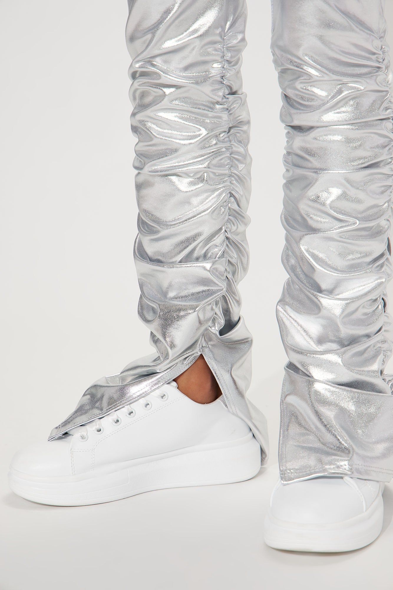 Mini Rock The Night Faux Leather Stacked Pant - Silver sold by Fashion Nova product image thumbnail 4