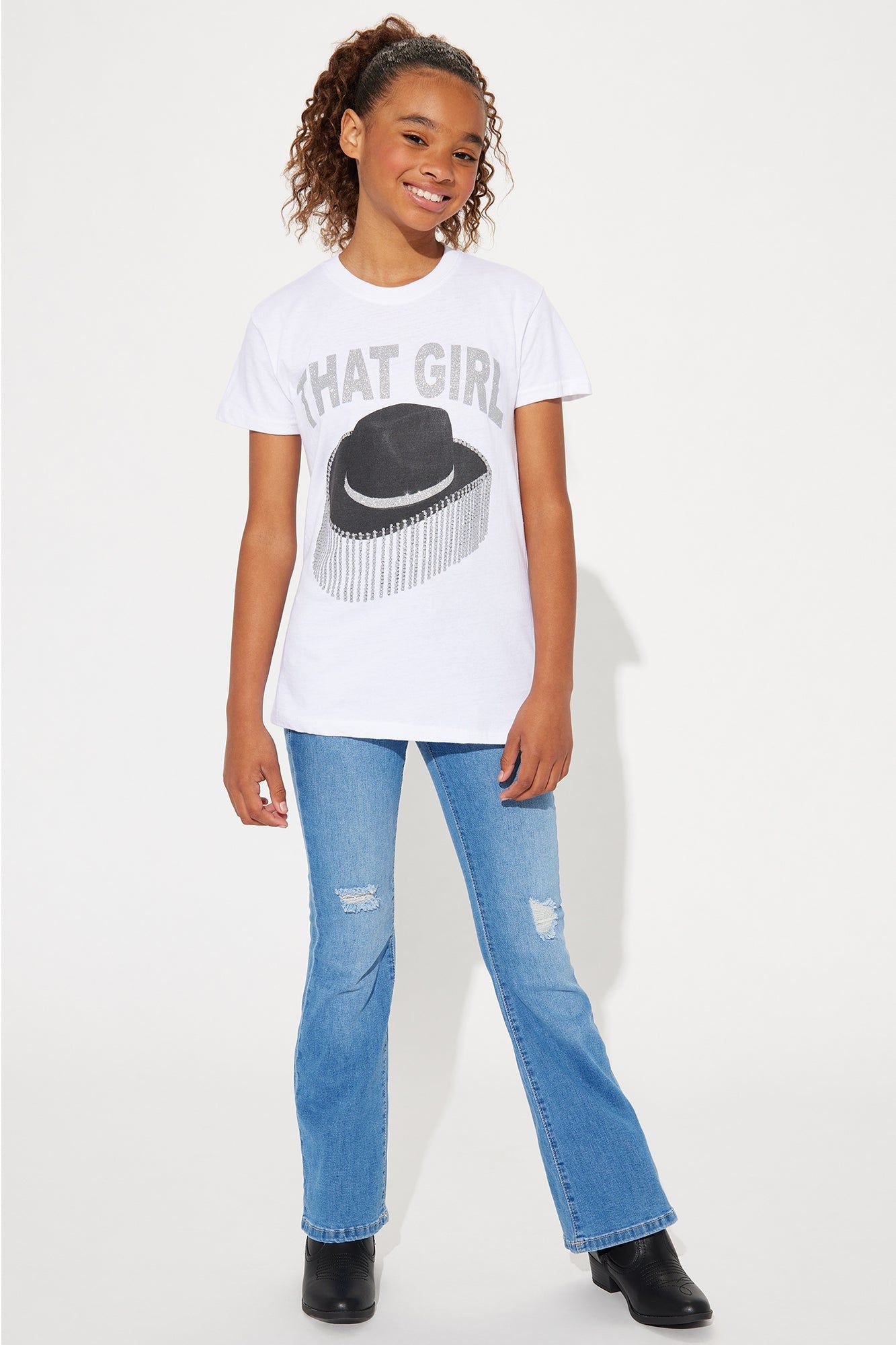 Mini I'm That Girl Short Sleeve Tee - White sold by Fashion Nova product image thumbnail 2