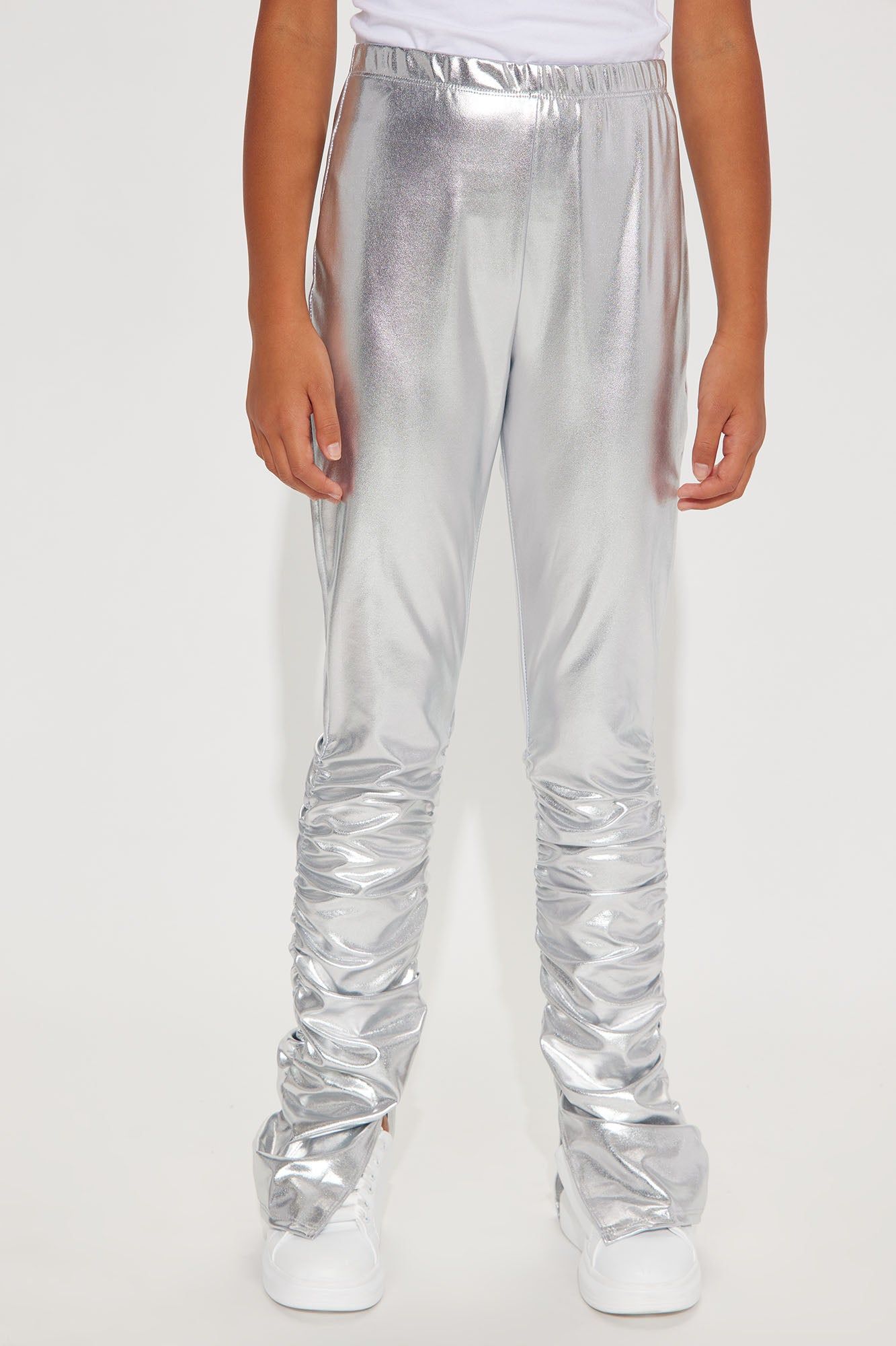 Mini Rock The Night Faux Leather Stacked Pant - Silver sold by Fashion Nova product image thumbnail 3