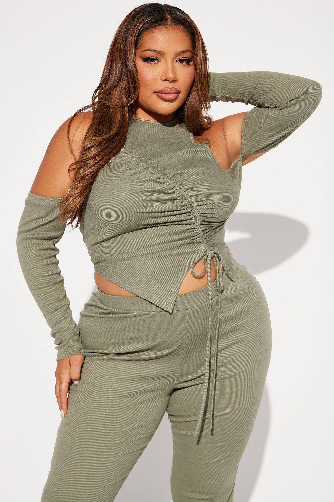 Katia Ribbed Pant Set - Olive sold by Fashion Nova product image thumbnail 5